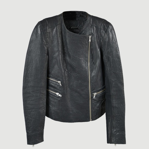 MAJE Lambskin Leather Biker Style Jacket 36 (S) in Black - Picture 4 of 7